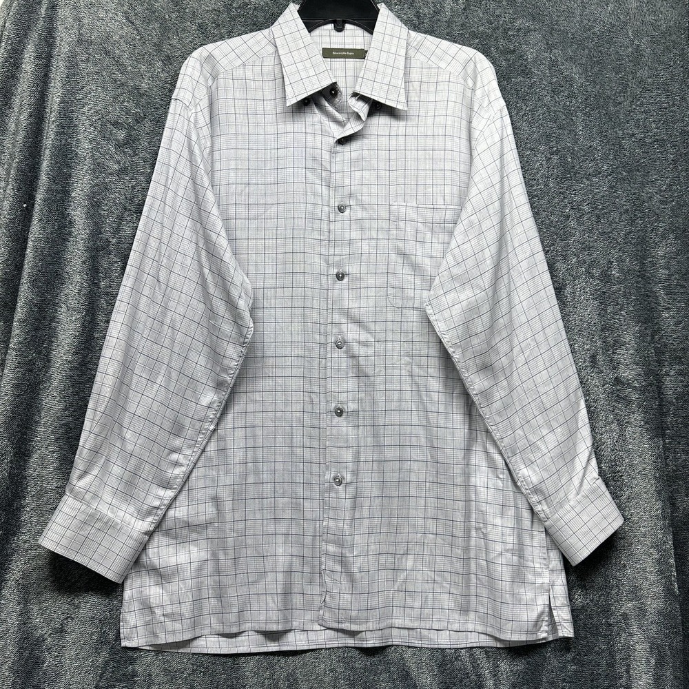Ermenegildo Zegna Mens Size XL Gray Blue Long Sleeve Button Up Shirt (S9)